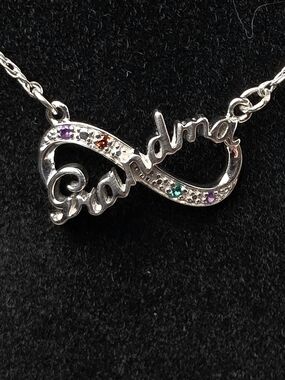 925 TJ Silver 'Grandma' Infinity 20" Necklace with Multicolor Accent Stones